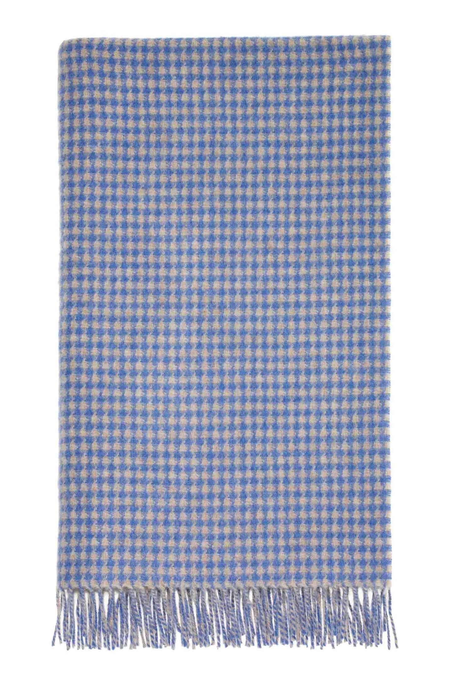 Houndstooth Merino Throw Blue/Natural