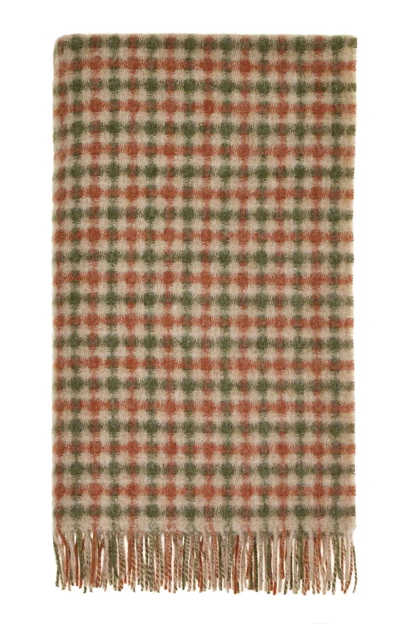 Gingham British Wool Throw Rust/Green