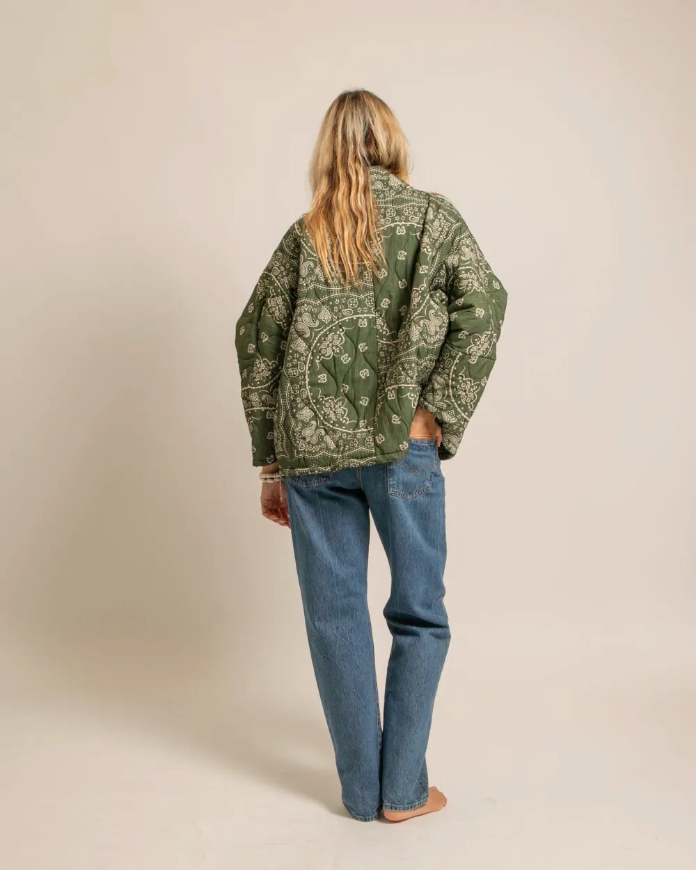 Kimono Style Jacket Green & White