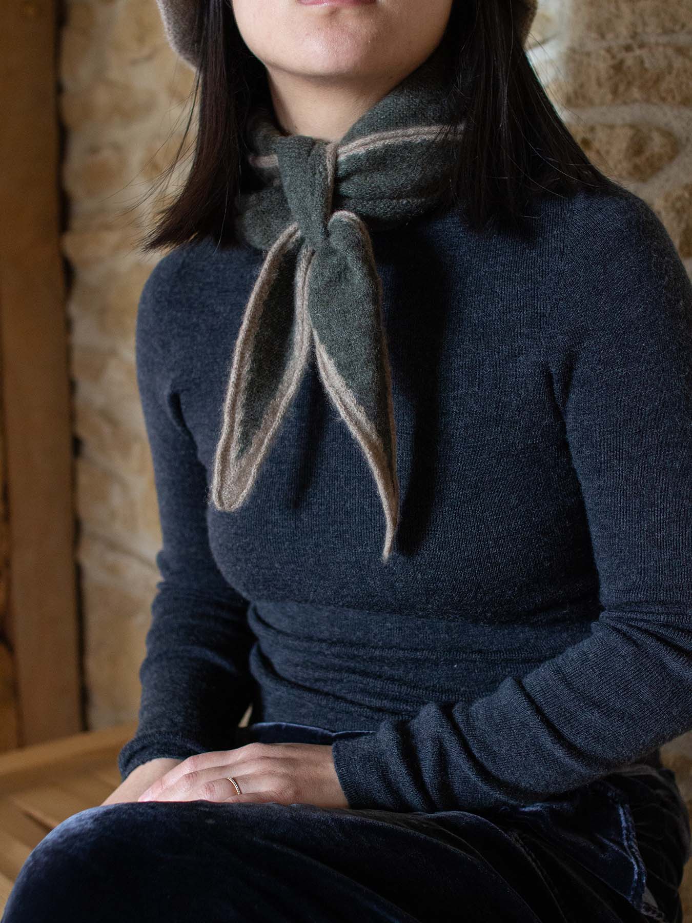 Cashmere Spindle Scarf Forest Green