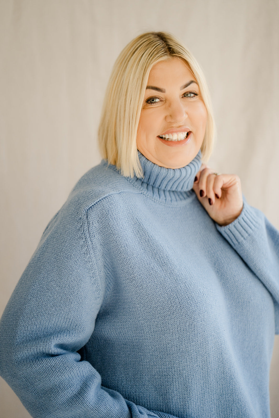 Pod & Pip Oversize Roll Neck Jumper Soft Blue