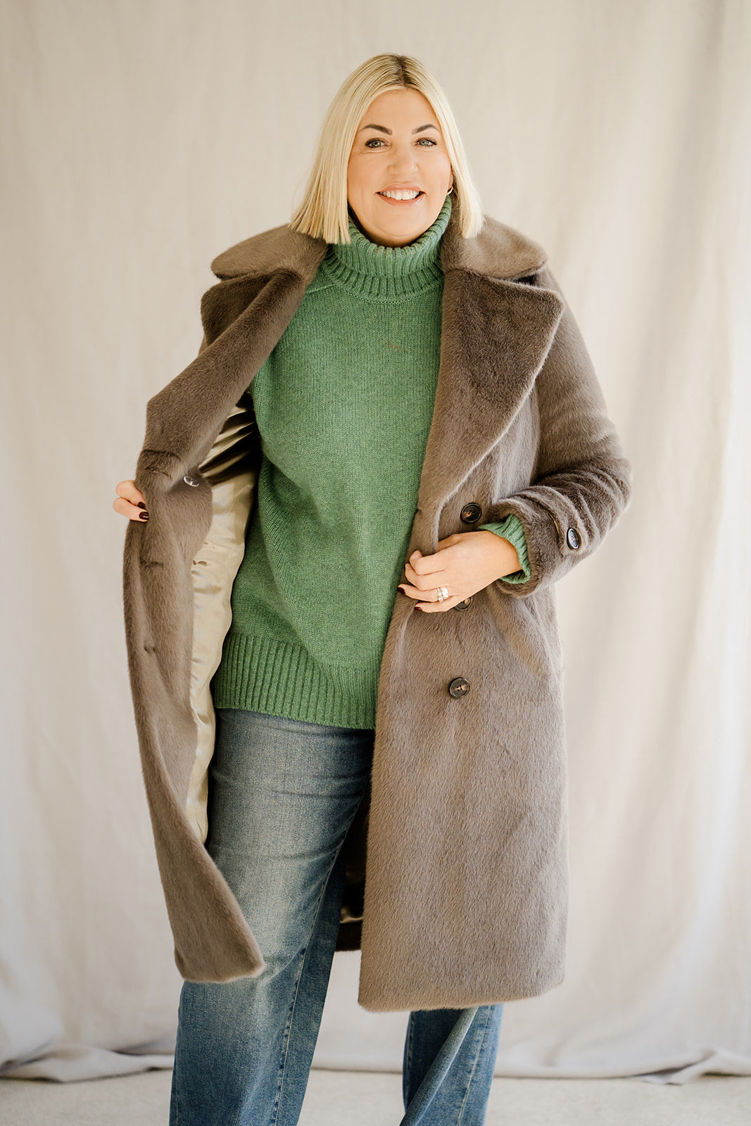 Pod & Pip Oversize Roll Neck Jumper Green