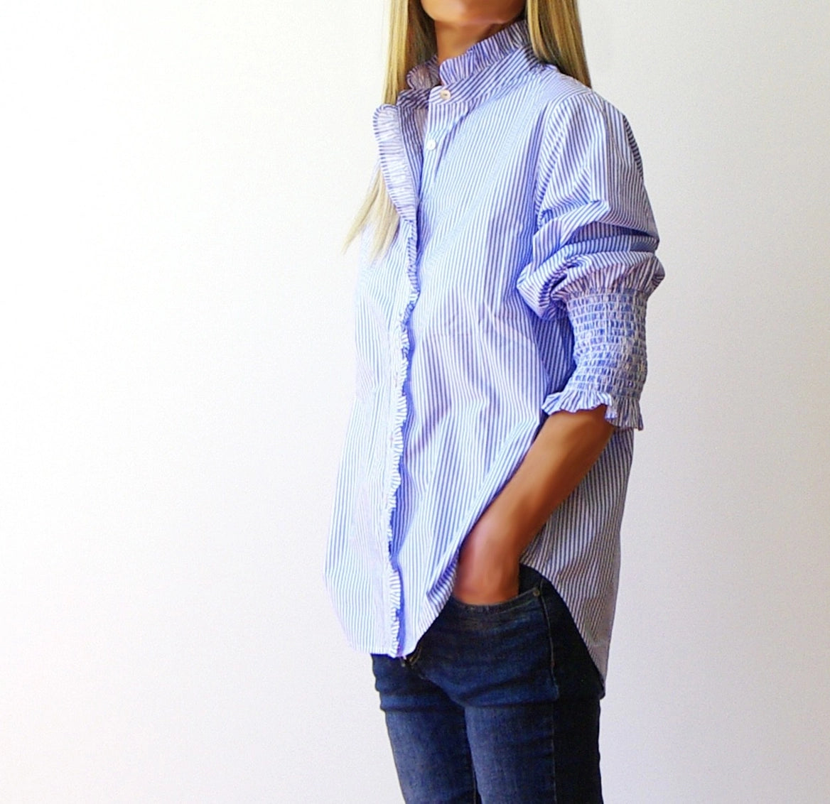 Poppy Pale Blue & White Stripe Shirt