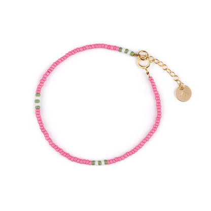 Watermelon Pink Beaded Bracelet