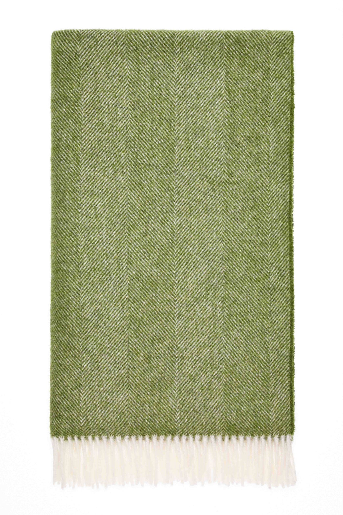 Herringbone Pure Wool Throw Apple Green