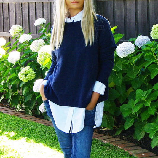 Harper Navy Blue Over Size Jumper