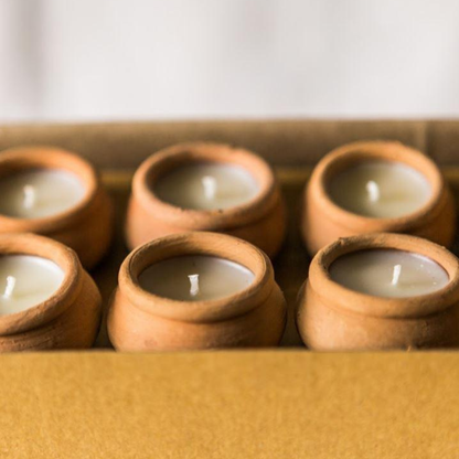 Handmade Terracotta Beeswax Tea Light Candles