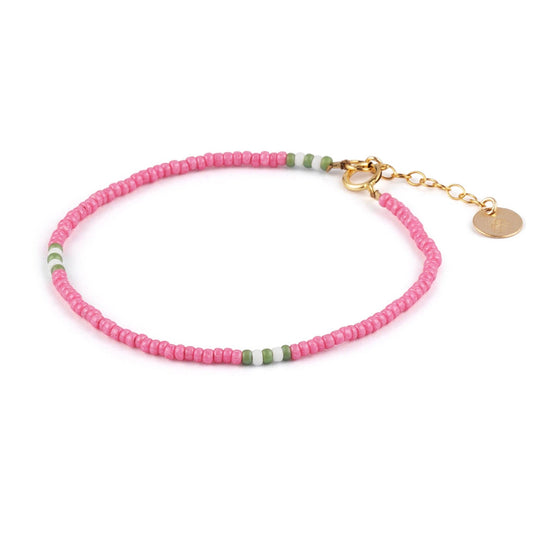 Watermelon Pink Beaded Bracelet
