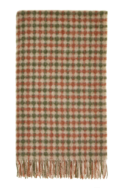 Gingham British Wool Throw Rust/Green