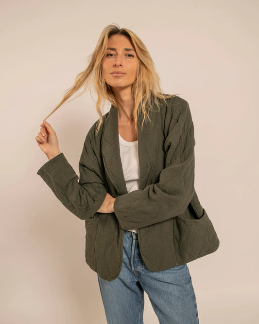 Relaxed Kimono Style Jacket Khaki