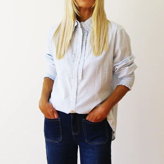 Ella Soft Blue & White Gingham Shirt
