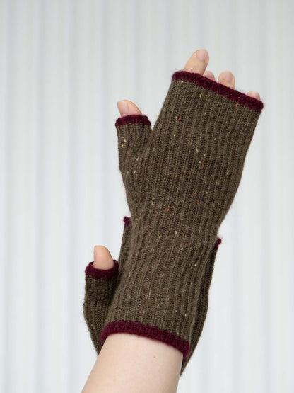Cashmere Fingerless Gloves Green
