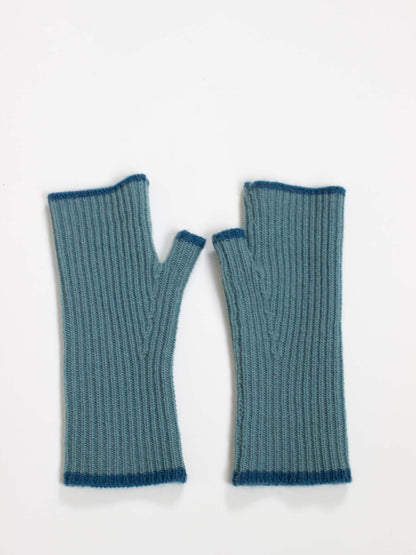 Cashmere Fingerless Gloves Blue
