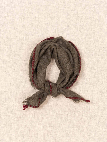 Cashmere Contrast Stitch Neck Scarf Green