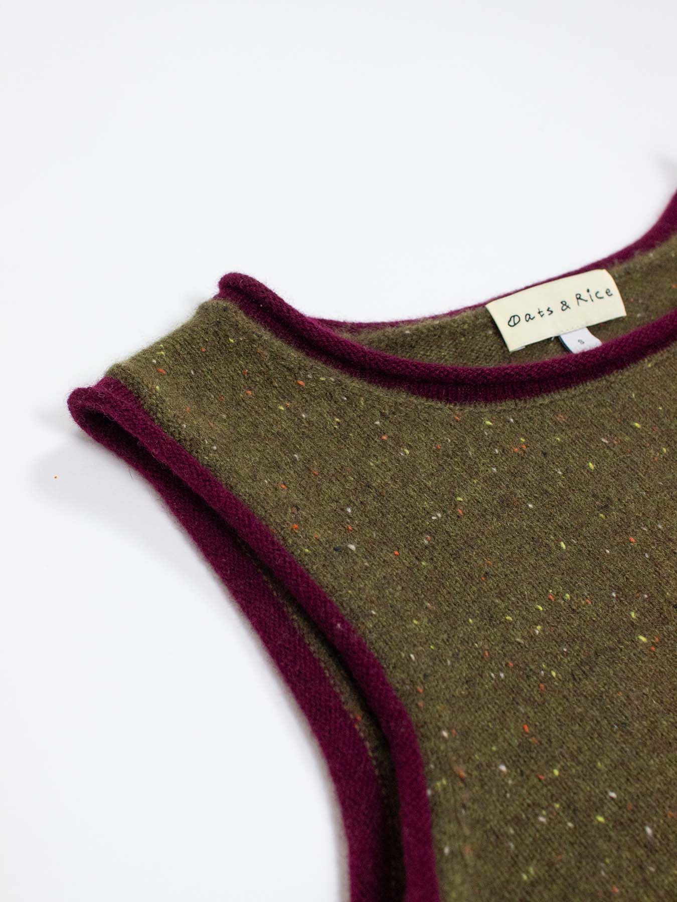 Organic Cashmere Tank Top Green Fleck