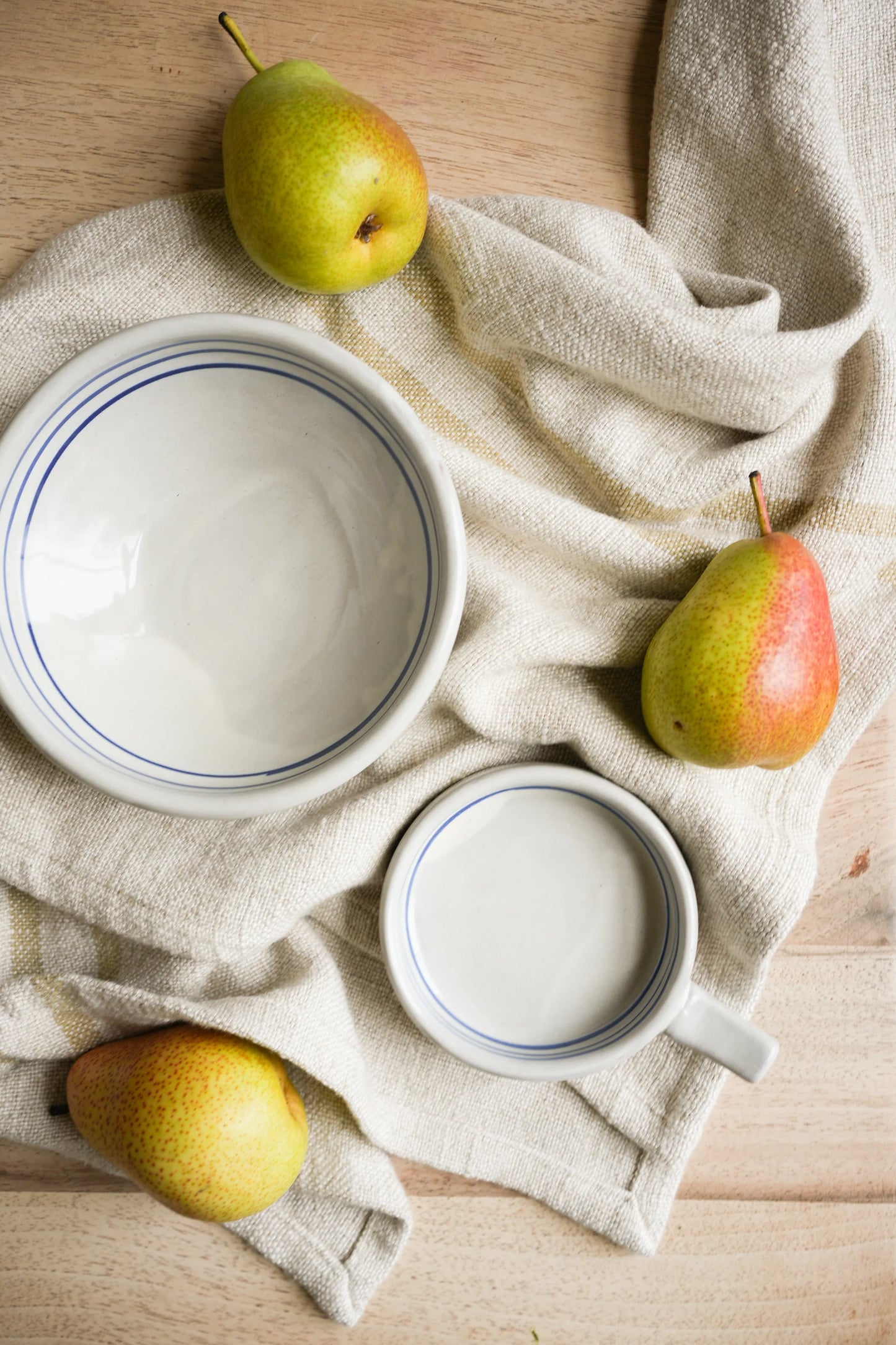 Hand Painted Breton Stripe Olive Dish - Ink