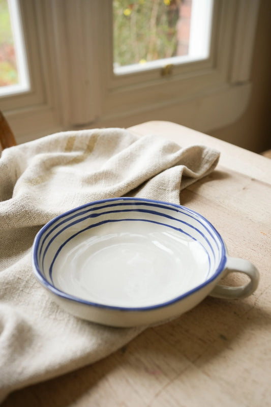 Hand Painted Breton Stripe Dish - Ink