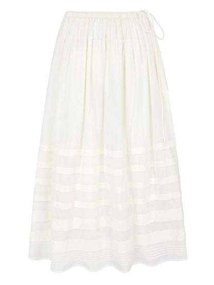 Daydress Drawstring Pleated Skirt - Ivory White