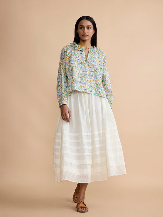 Daydress Drawstring Pleated Skirt - Ivory White