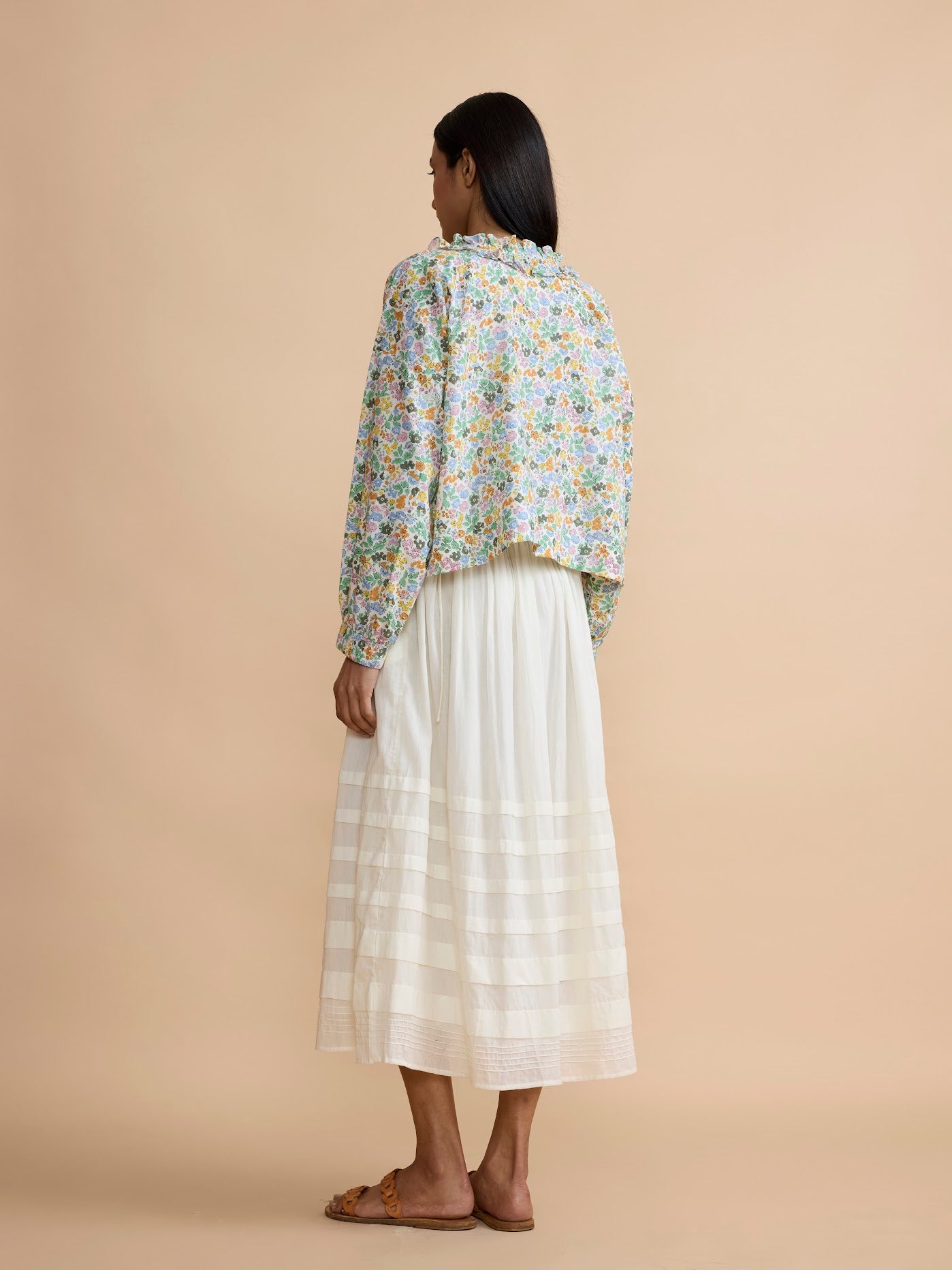 Daydress Drawstring Pleated Skirt - Ivory White