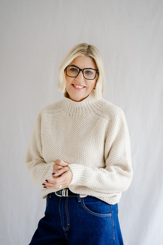 Pod & Pip Lambswool Waffle Jumper Almond