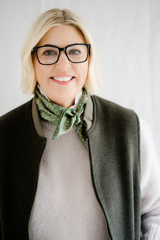 Green Silk Twill Square Scarf