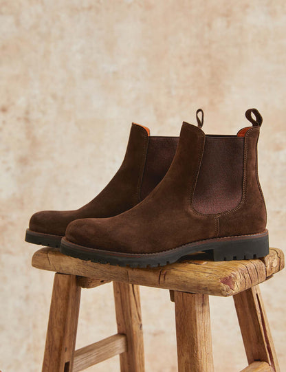 Penelope Chilvers Camino Suede Chelsea Boot Bitter Chocolate