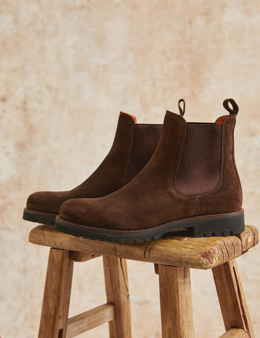 Penelope Chilvers Camino Suede Chelsea Boot Bitter Chocolate