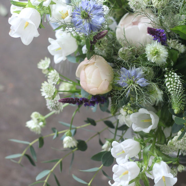 A beautiful close up photograph of a peony bouquet, created in the Pod & Pip workshop