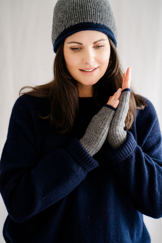 Cashmere Fingerless Gloves Grey