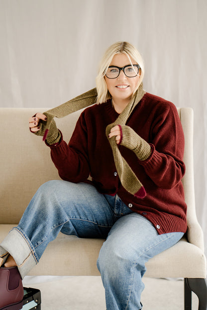 Button Cardigan Green Port