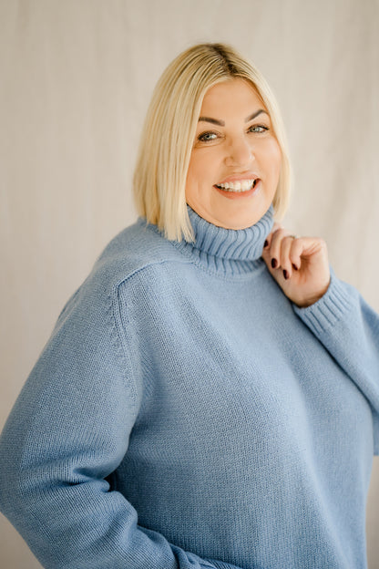 Pod & Pip Oversize Roll Neck Jumper Soft Blue