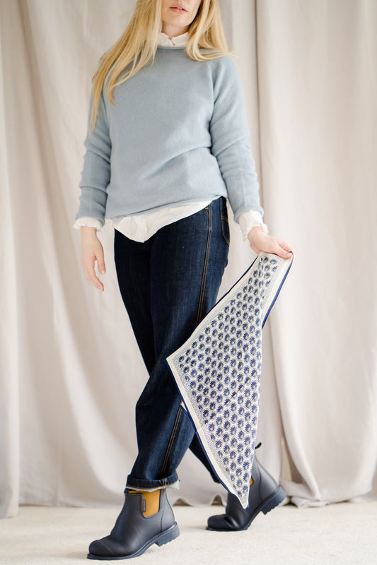 Silk Scarf Navy