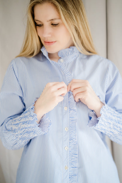 Poppy Azure & White Stripe Shirt
