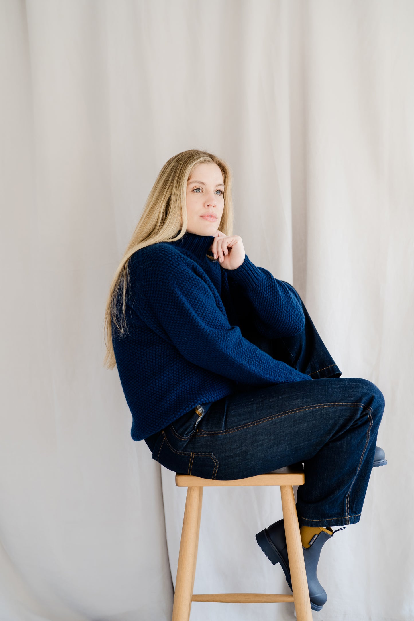 Pod & Pip Waffle Jumper Navy