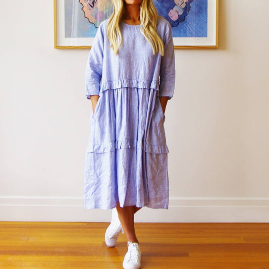 Rosie Linen Dress Chambray Blue
