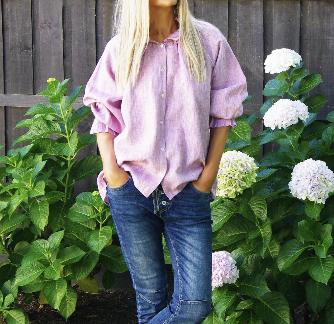 Sammi Pink Linen Blouse