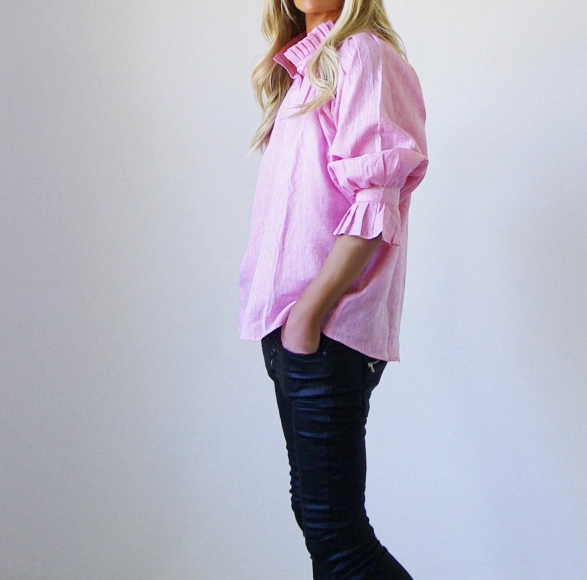 Sammi Pink Linen Blouse