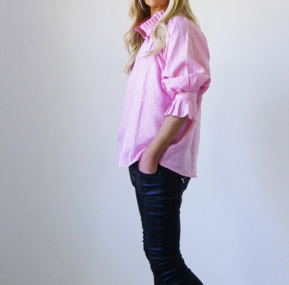 Sammi Pink Linen Blouse