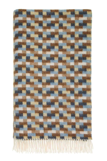 Bricks Merino Throw: Pink/Khaki
