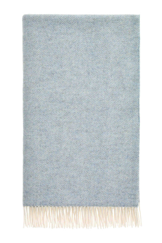 Herringbone Pure Wool Throw Teal