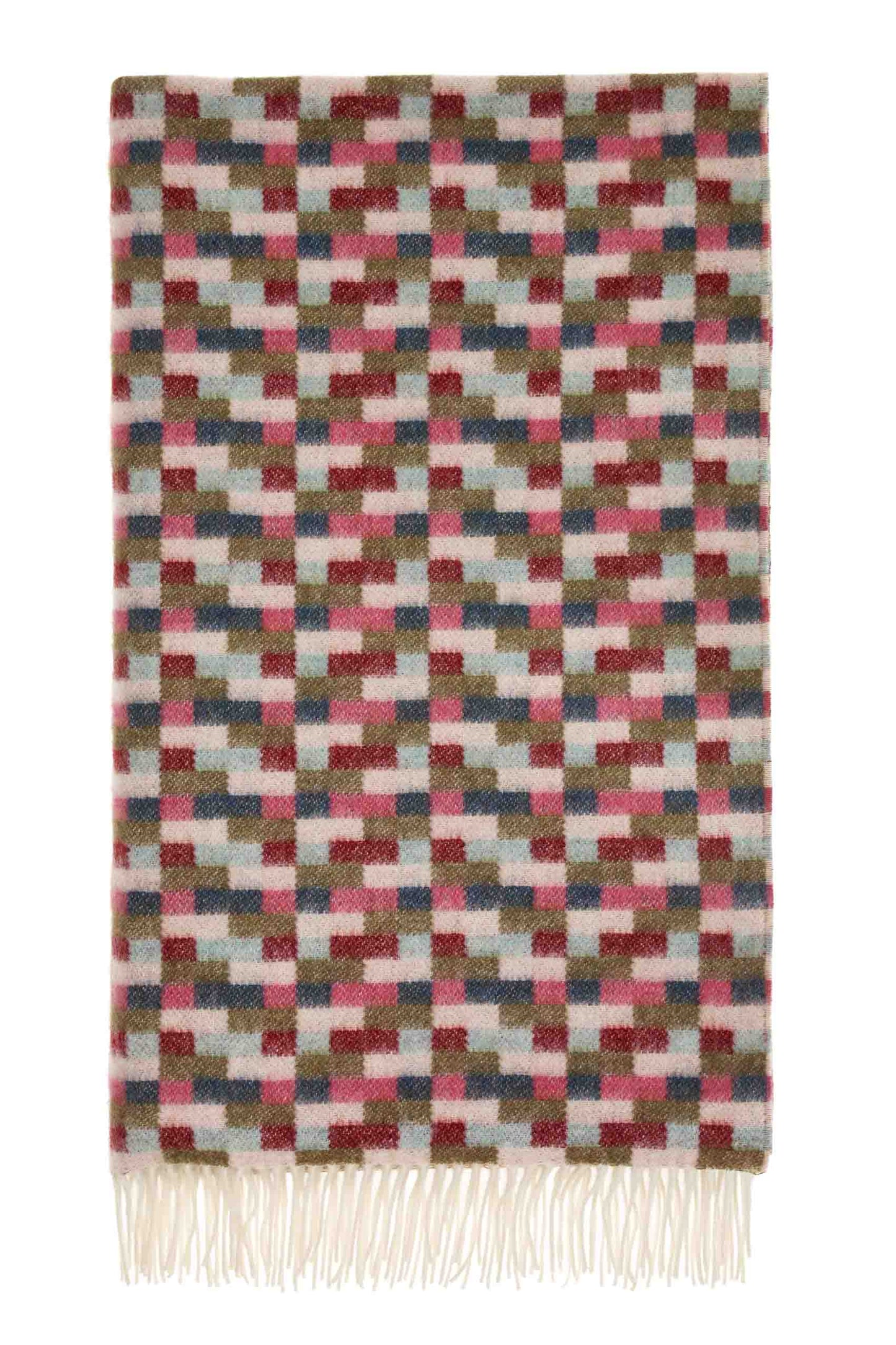 Bricks Merino Throw: Pink/Khaki
