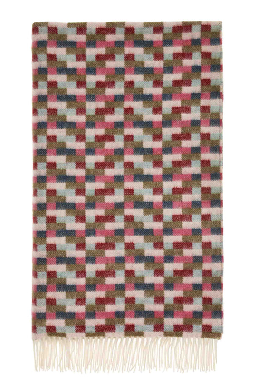 Bricks Merino Throw: Pink/Khaki