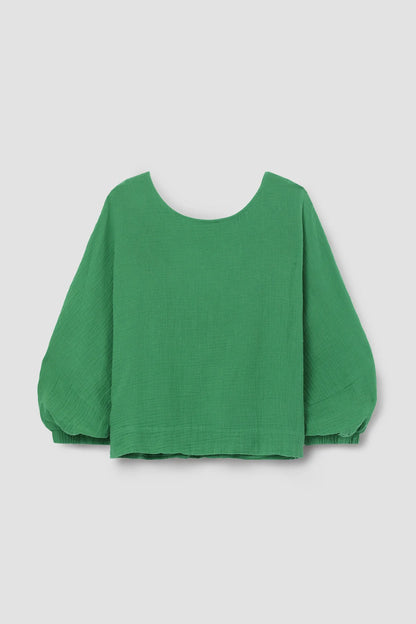Beaumont Organic Ivy Cotton Cheesecloth Top - Palm Green