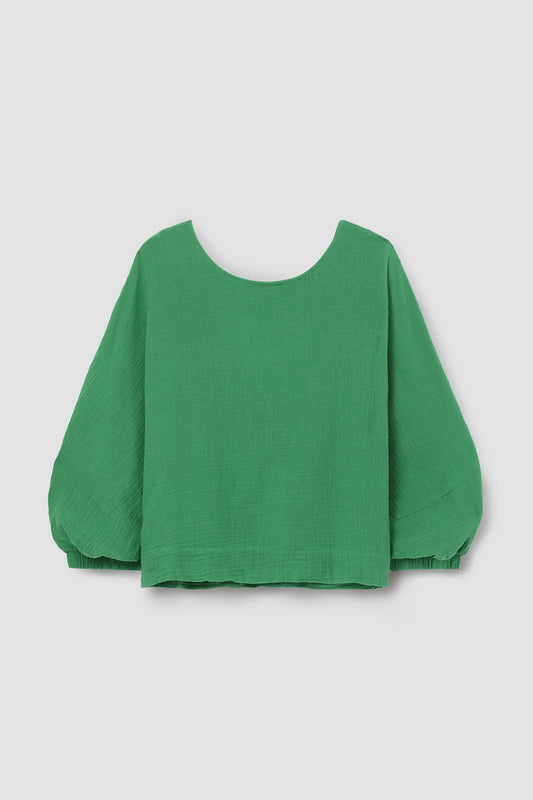 Beaumont Organic Ivy Cotton Cheesecloth Top - Palm Green