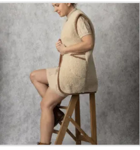 Long Beige Wool Gillet
